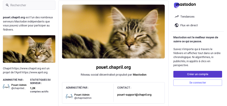 L'image est une copie écran de la page d'accueil du site pouet.chapril.org